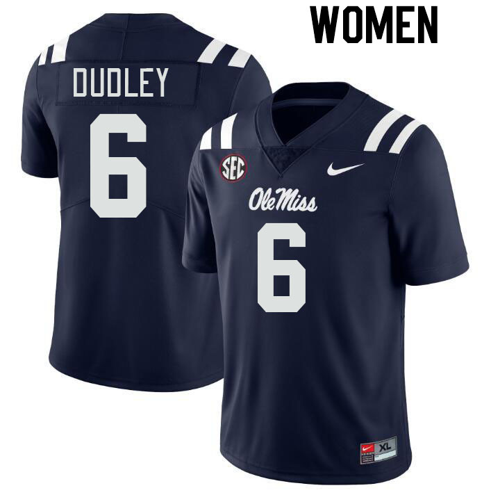Women #6 TJ Dudley Ole Miss Rebels College Football Jerseys Stitched-Navy